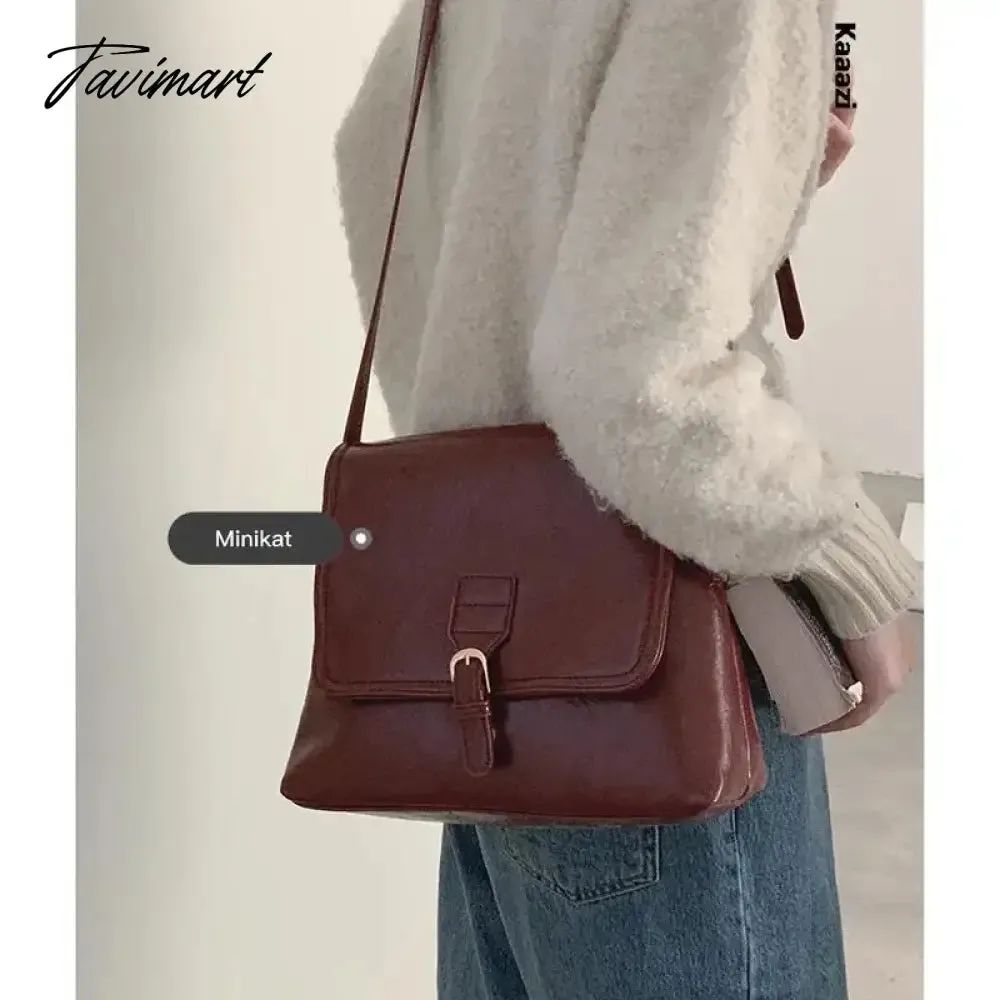 Tavimart Vintage Red Classic Large Capacity New Handbag Casual Versatile Women's Shoulder Bags Luxury Designer Crossbody Bag Trend