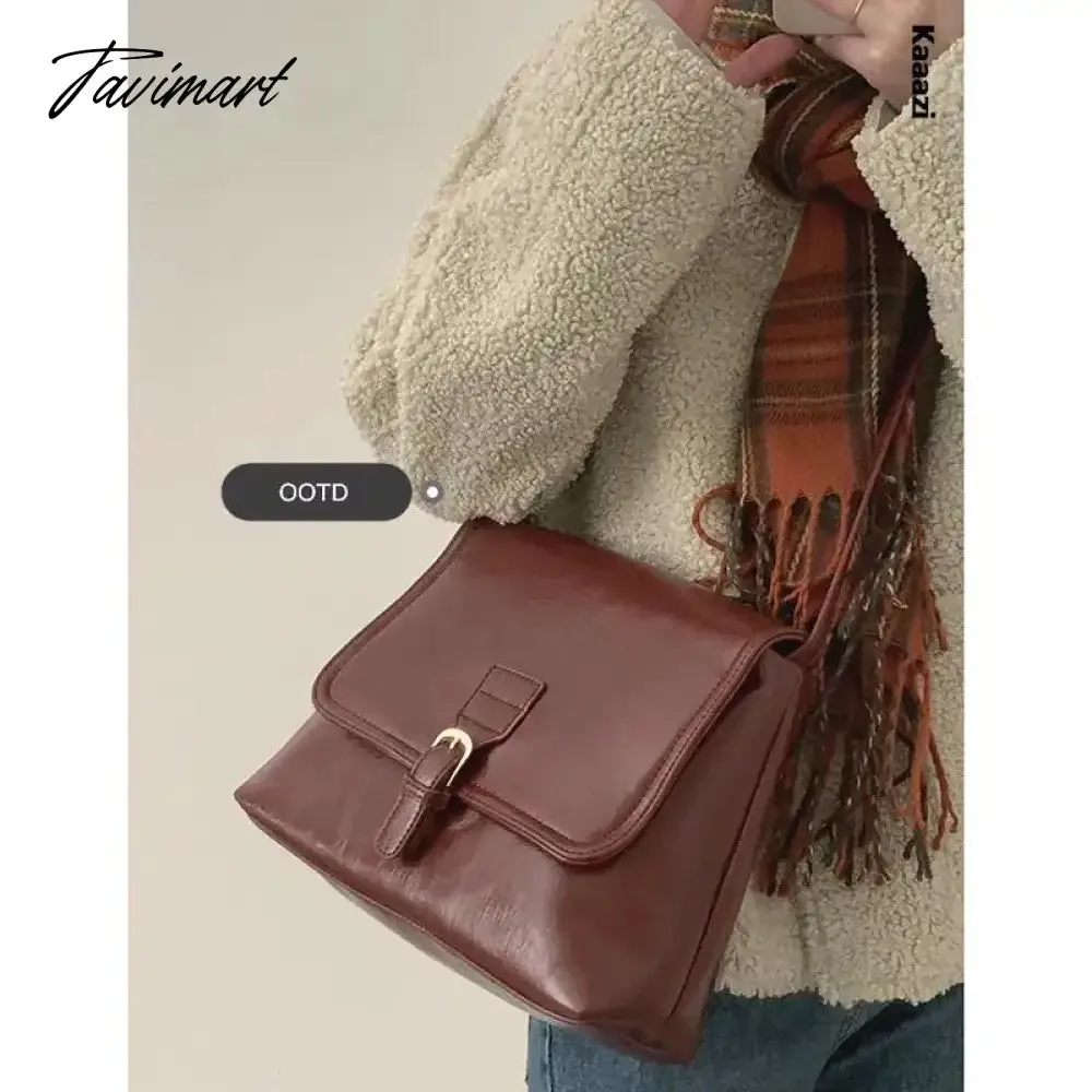 Tavimart Vintage Red Classic Large Capacity New Handbag Casual Versatile Women's Shoulder Bags Luxury Designer Crossbody Bag Trend