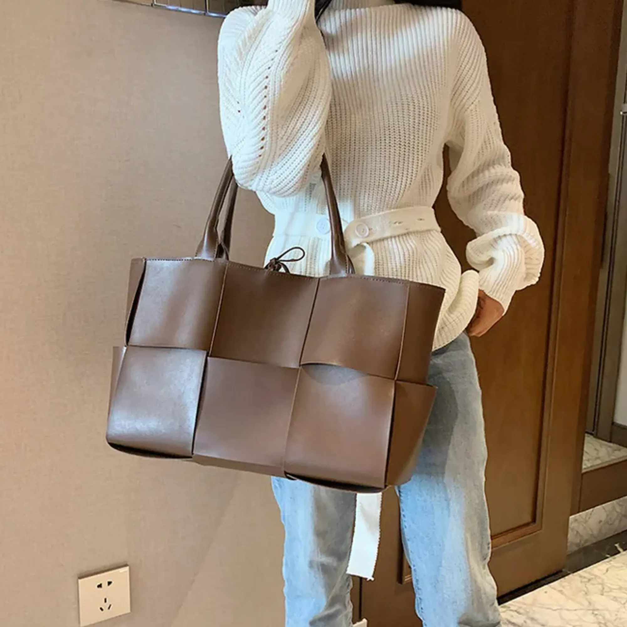 The Bottega Veneta Arco inspired Woven Large Leather Tote Bag