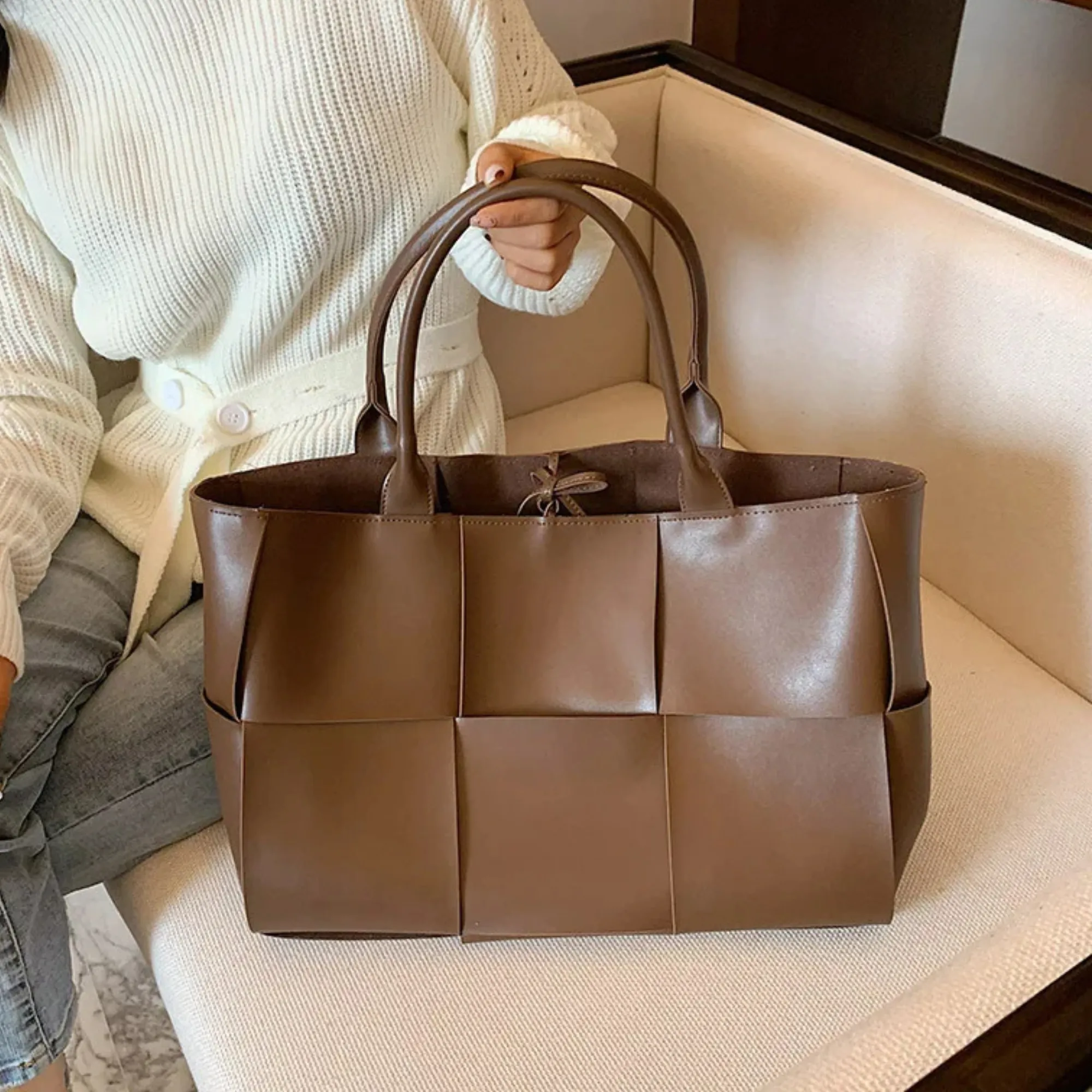 The Bottega Veneta Arco inspired Woven Large Leather Tote Bag