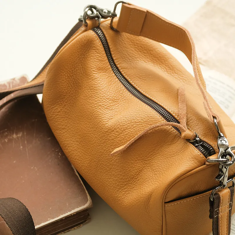 The Full Grain Leather Bag, One-Shoulder Messenger Leather Bag, Bucket Bag Purses for Woman