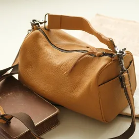 The Full Grain Leather Bag, One-Shoulder Messenger Leather Bag, Bucket Bag Purses for Woman