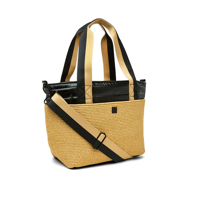 The Trailblazer Shoulder Bag in Dune Raffia and Black