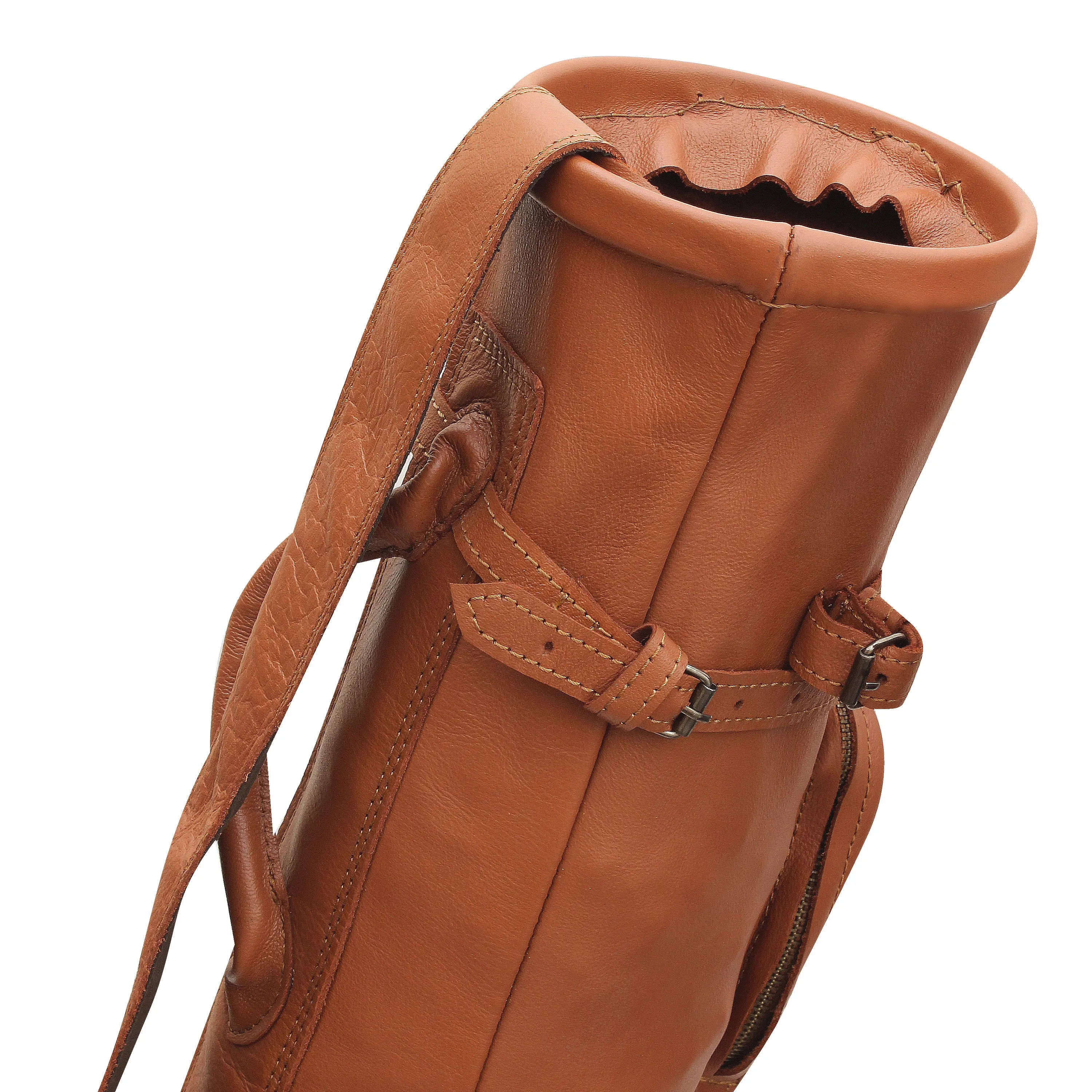 Timeless Brown Leather Sunday Golf Bag | Minimalist Pencil Golf Bag