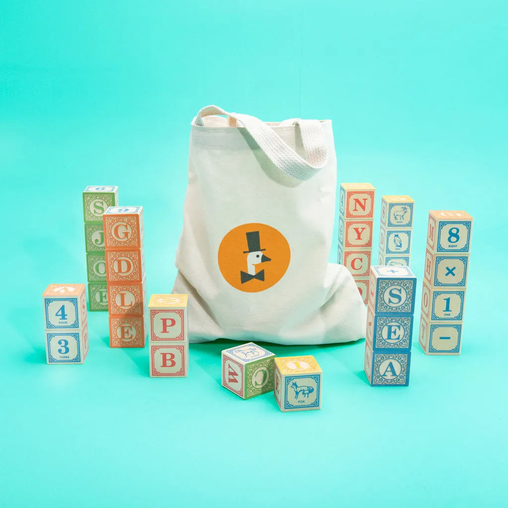 Uncle Goose Classic ABC Blocks with Canvas Bag