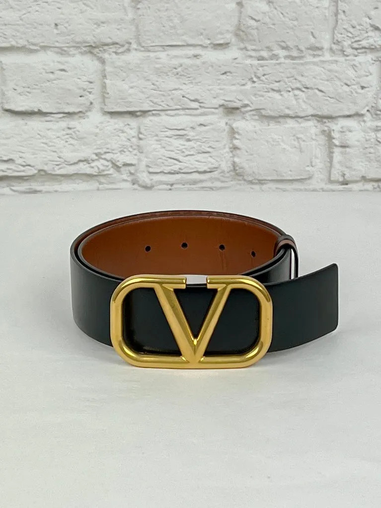 Valentino Reversible Belt, Size 70 (28 inches), Saddle Brown/Black