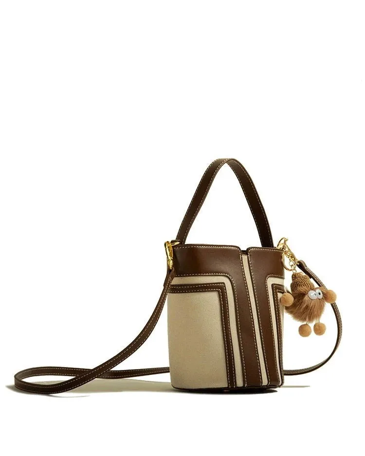 Versatile Style Two Tone Leather Crossbody Handbags