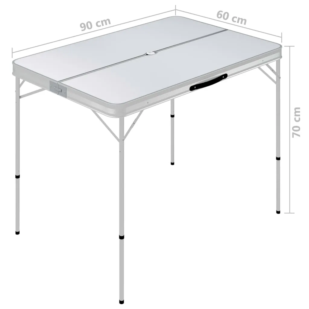 vidaXL Folding Camping Table with 2 Benches Aluminium White - Portable & Durable