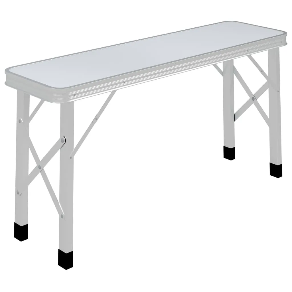 vidaXL Folding Camping Table with 2 Benches Aluminium White - Portable & Durable