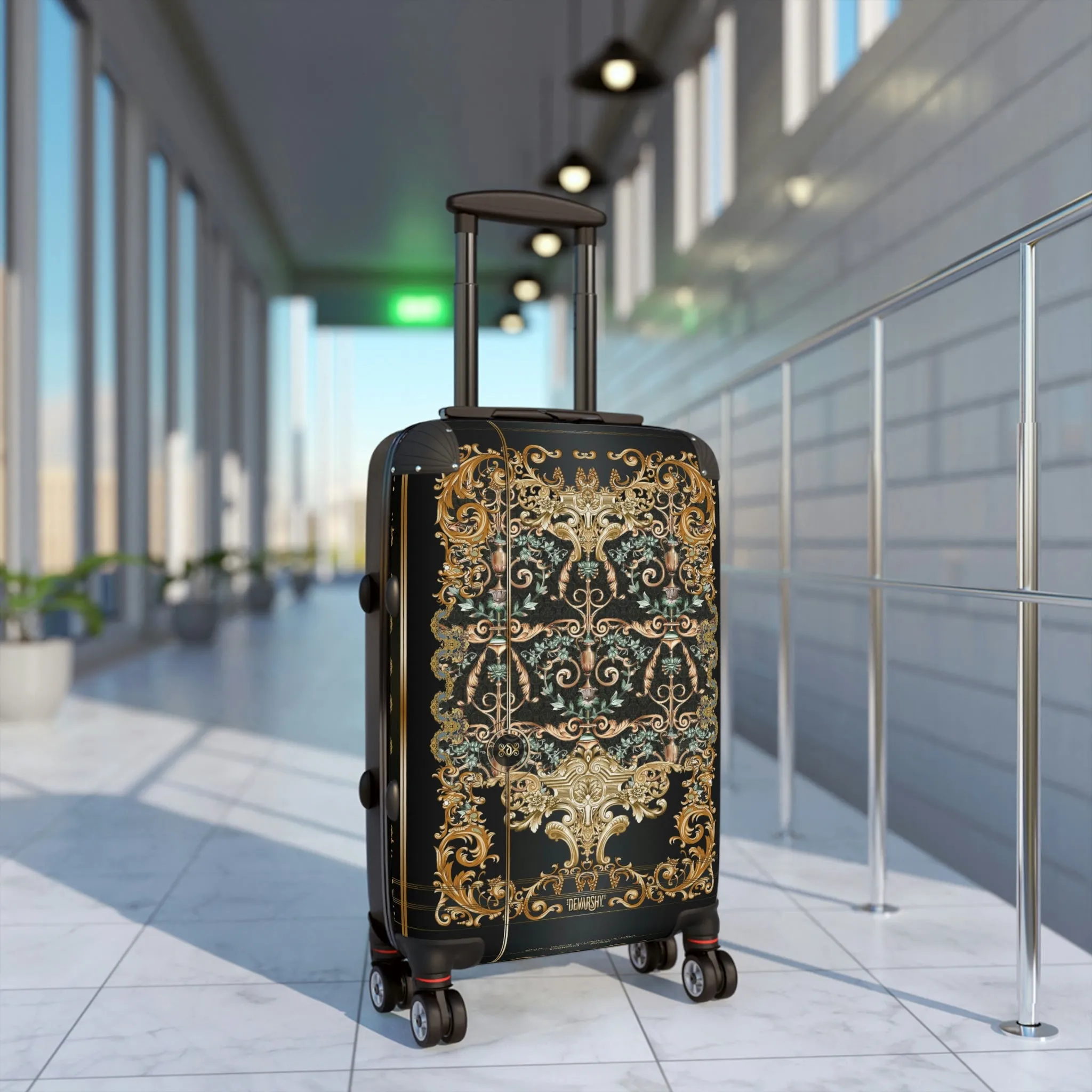 Vienna Baroque Suitcase Carry-on Suitcase Golden Decorative Luggage Black Hard Shell Suitcase in 3 Sizes | 1005E