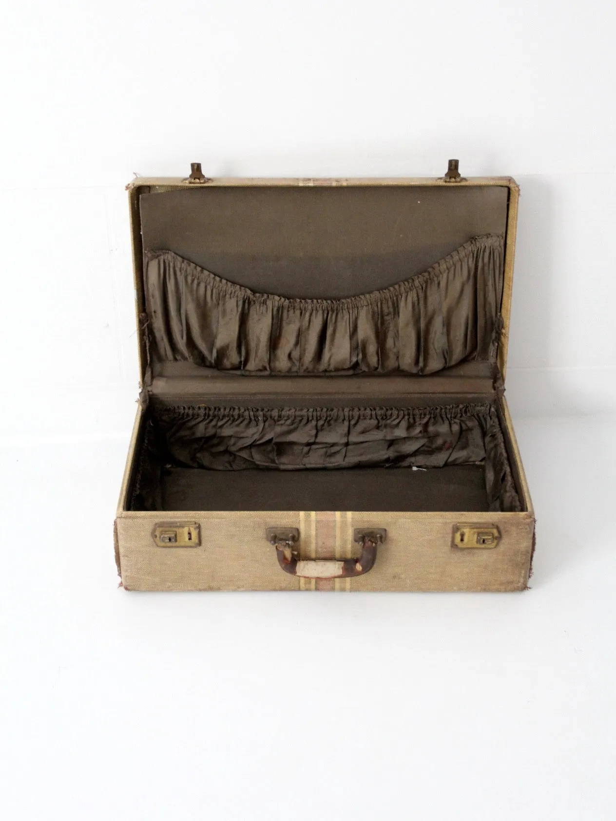 vintage striped suitcase