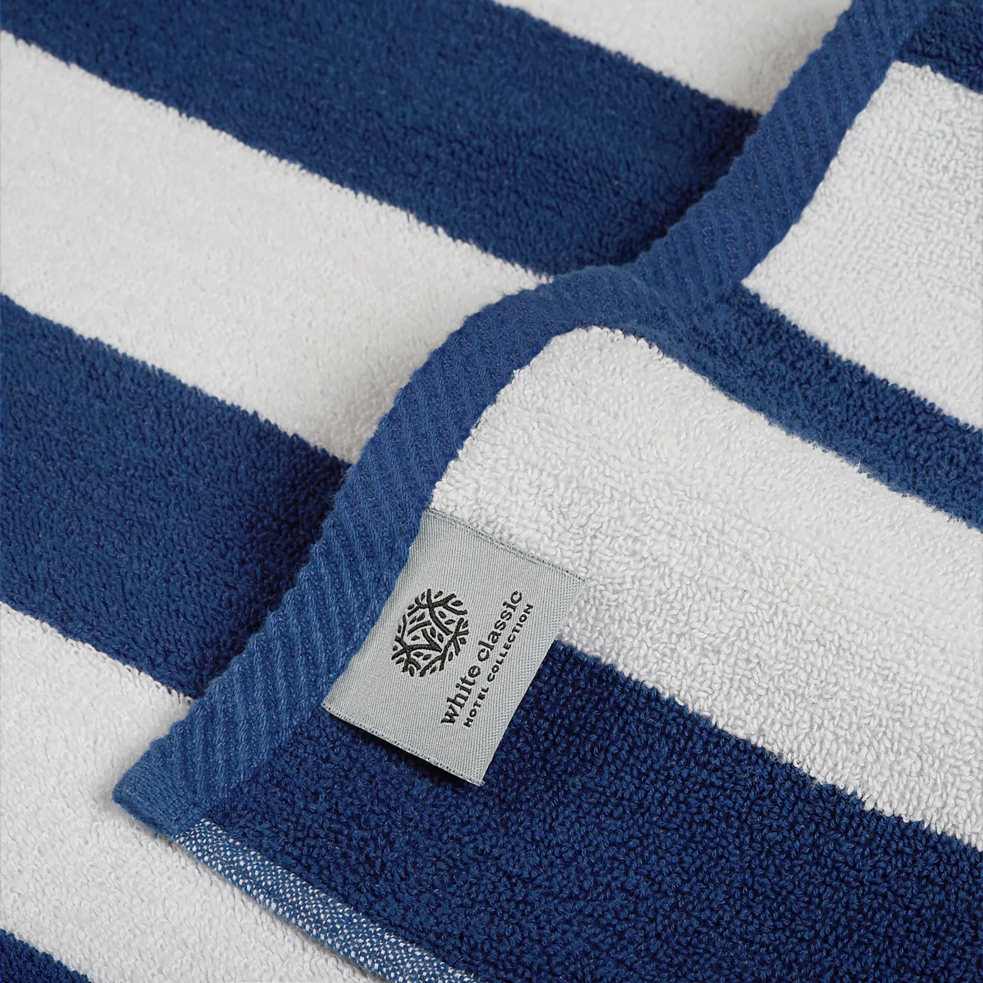 White Classic Stripe Cabana Beach Towels Oversized 2 Pack, Cotton Bath Towel Large - Luxury Plush Thick Hotel Swim Pool Towels for Adults Super Absorbent Quick Dry - 35x70 Mild Navy Blue | 2 Pack