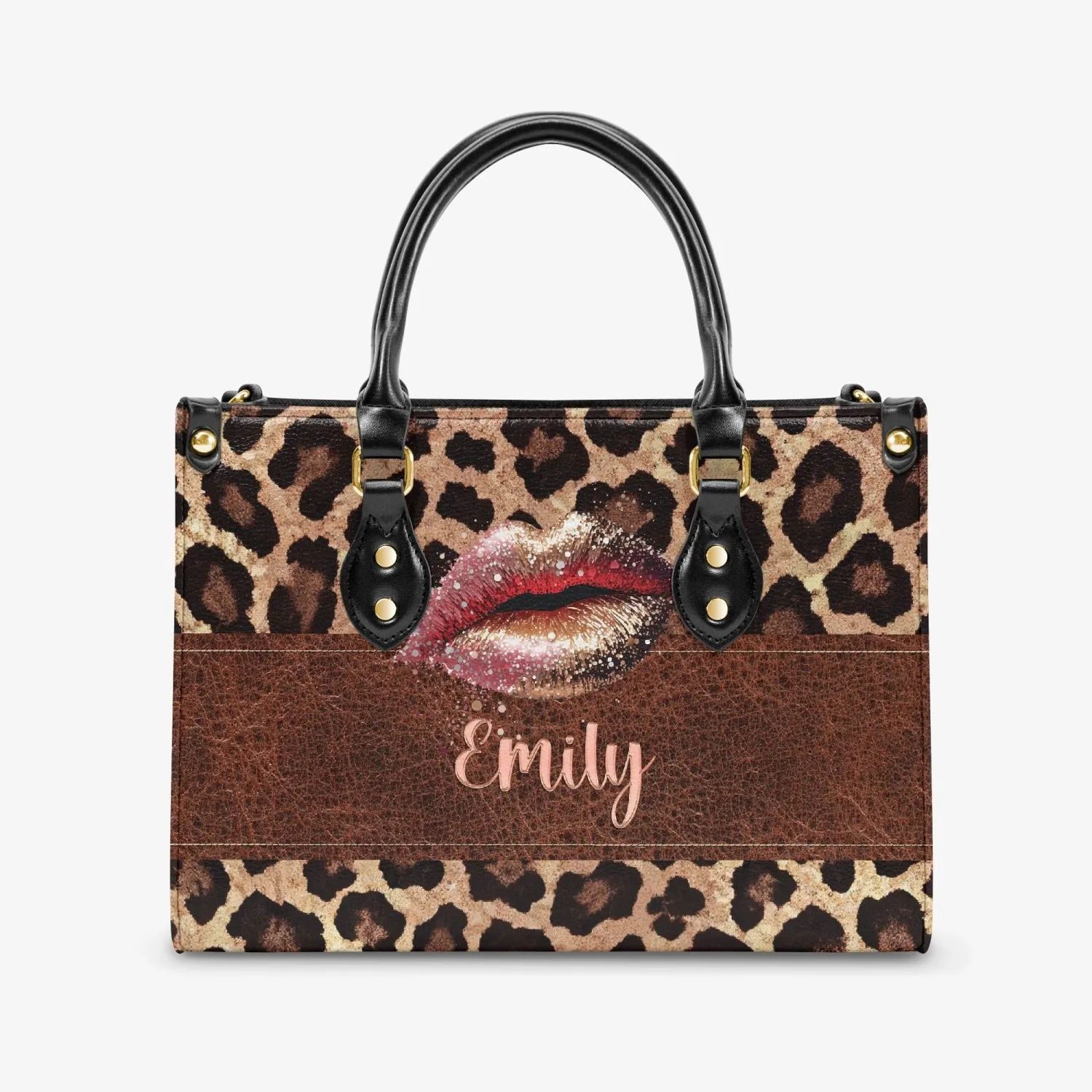 Women's Tote Bag - Leopard Print, Lips, Personalised