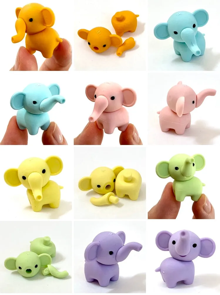 X 380331 ELEPHANT ERASERS PASTEL COLORS-DISCONTINUED