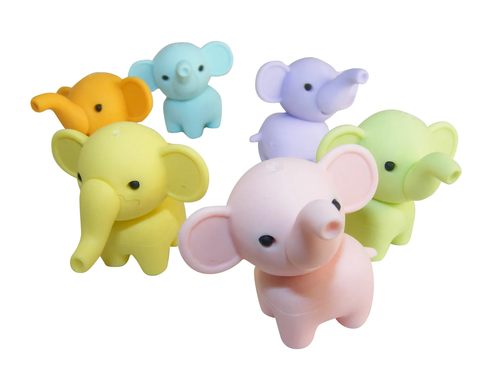 X 380331 ELEPHANT ERASERS PASTEL COLORS-DISCONTINUED