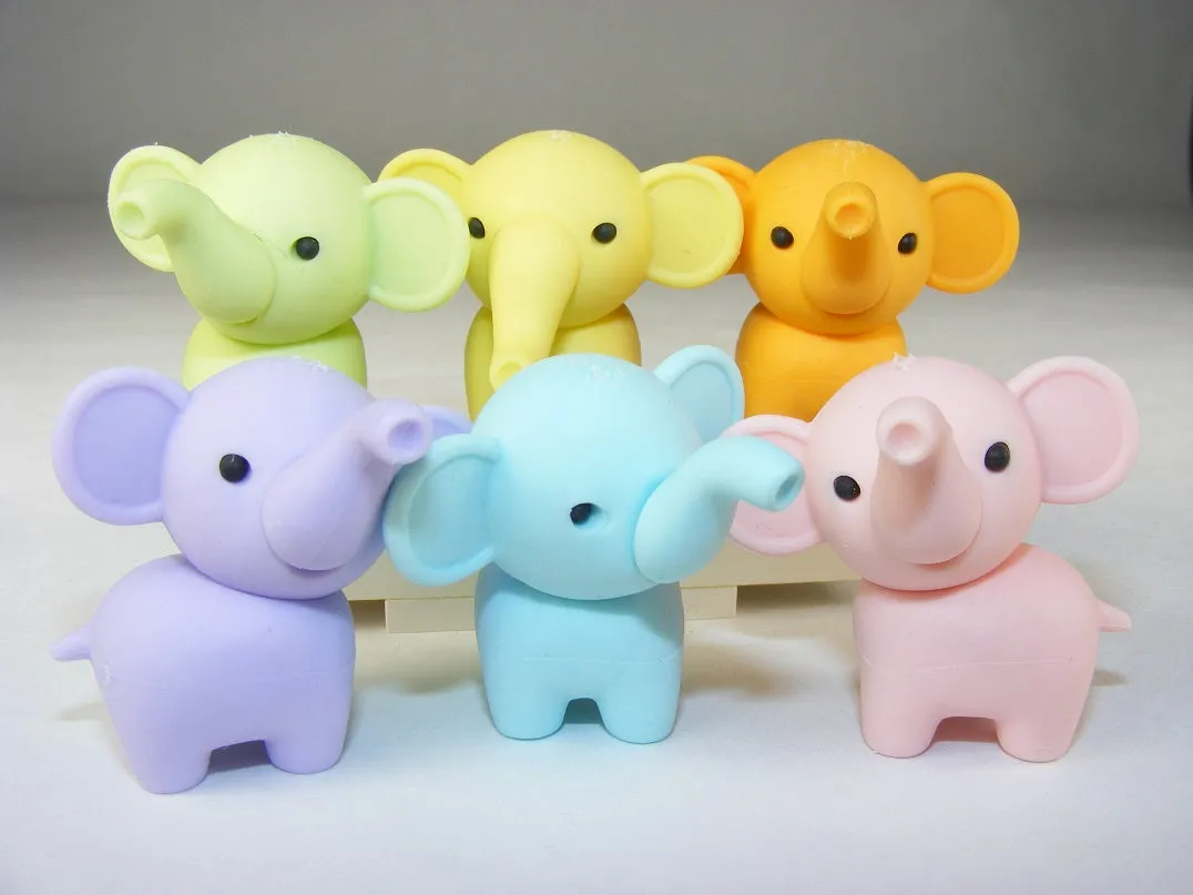 X 380331 ELEPHANT ERASERS PASTEL COLORS-DISCONTINUED