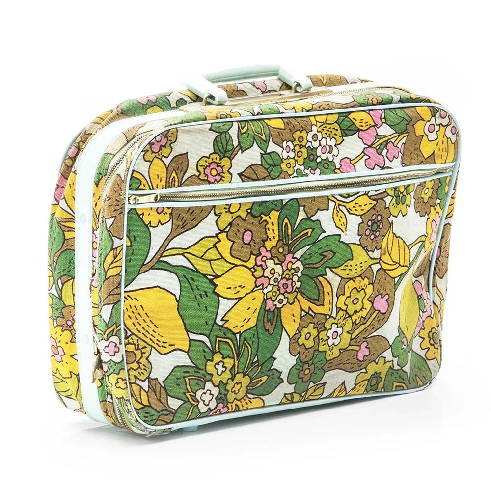 Yellow & Green Floral Pattern Suitcase