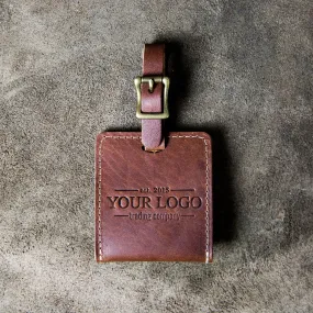 Your Logo   Our Leather - The Adventurer Fine Leather Luggage Tag - Custom Logo and Corporate Gifting