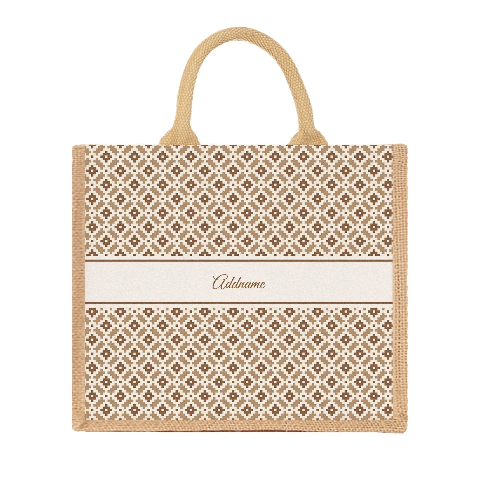 Zellige Moroccan & Mosaic Series Jute Tote Bag [FREE Custom Add Name]