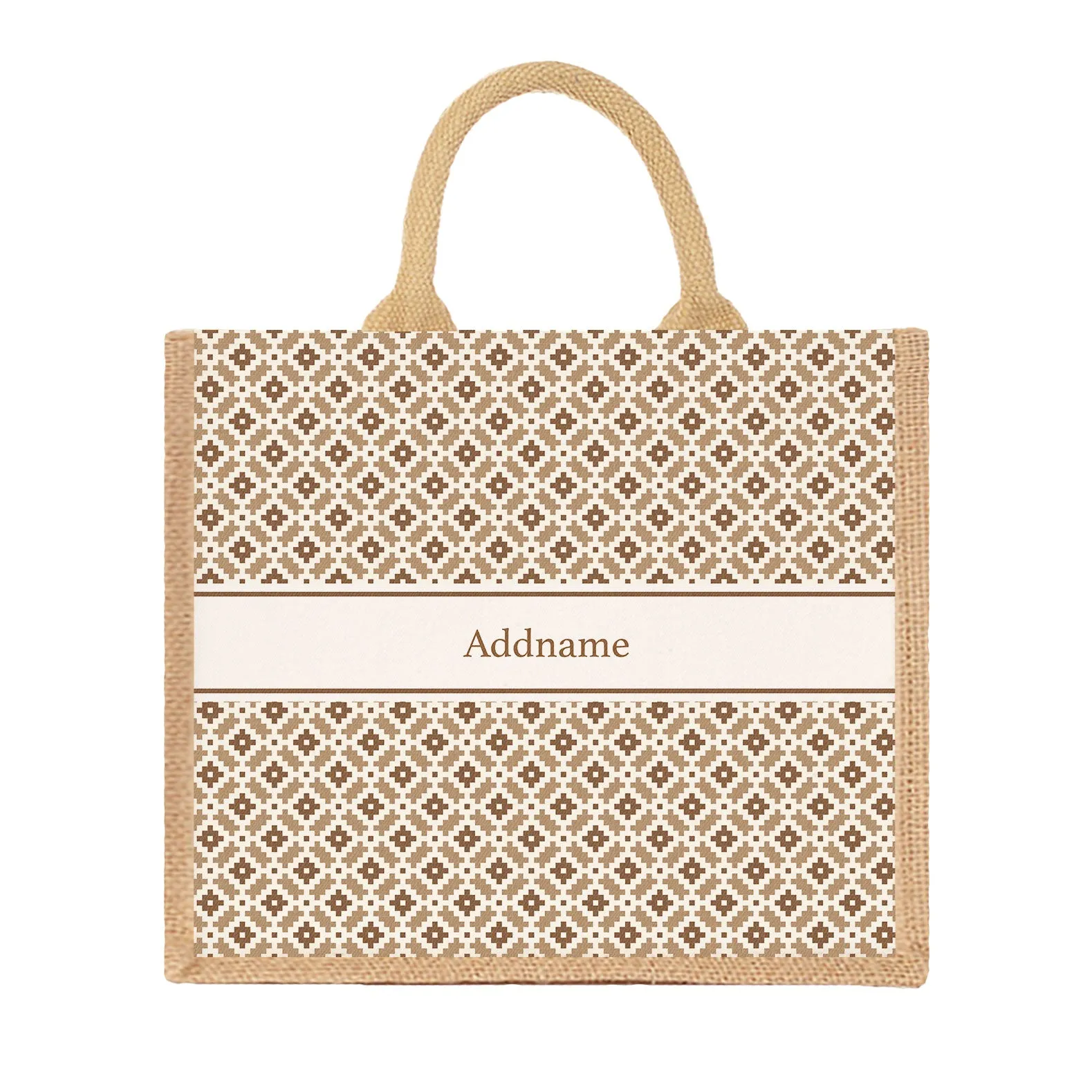 Zellige Moroccan & Mosaic Series Jute Tote Bag [FREE Custom Add Name]